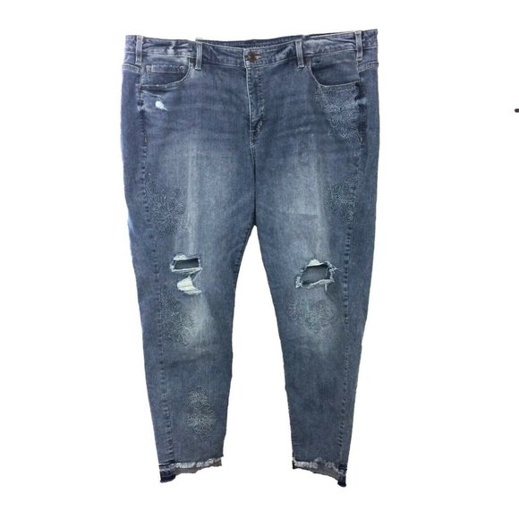 Lane Bryant Denim - Lane Bryant Womens Plus Size 22 Jeans Skinny Floral Embroidered Distressed 47x30